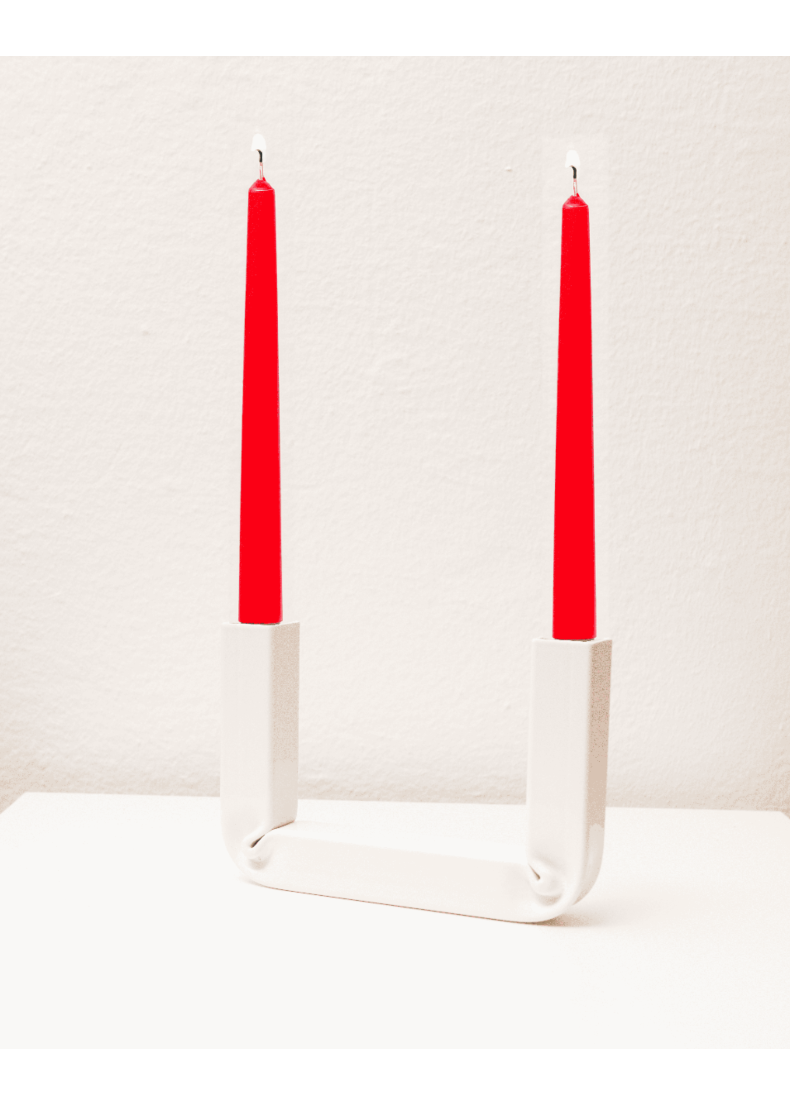 Lumier Porta Candele Acciaio Bianco 17x10 cm