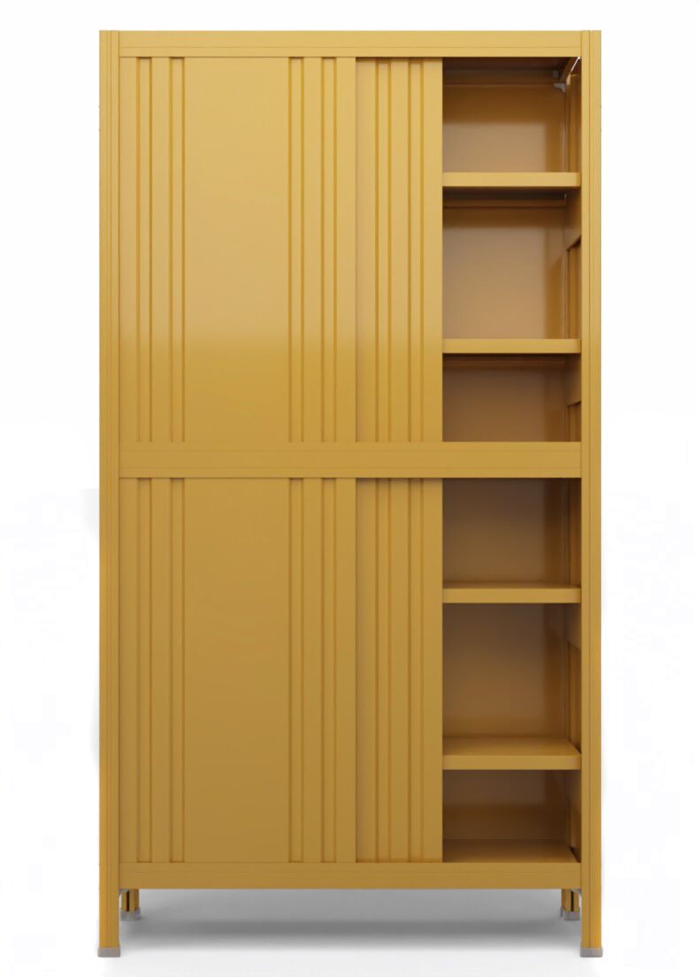 metal cabinet with sliding doors