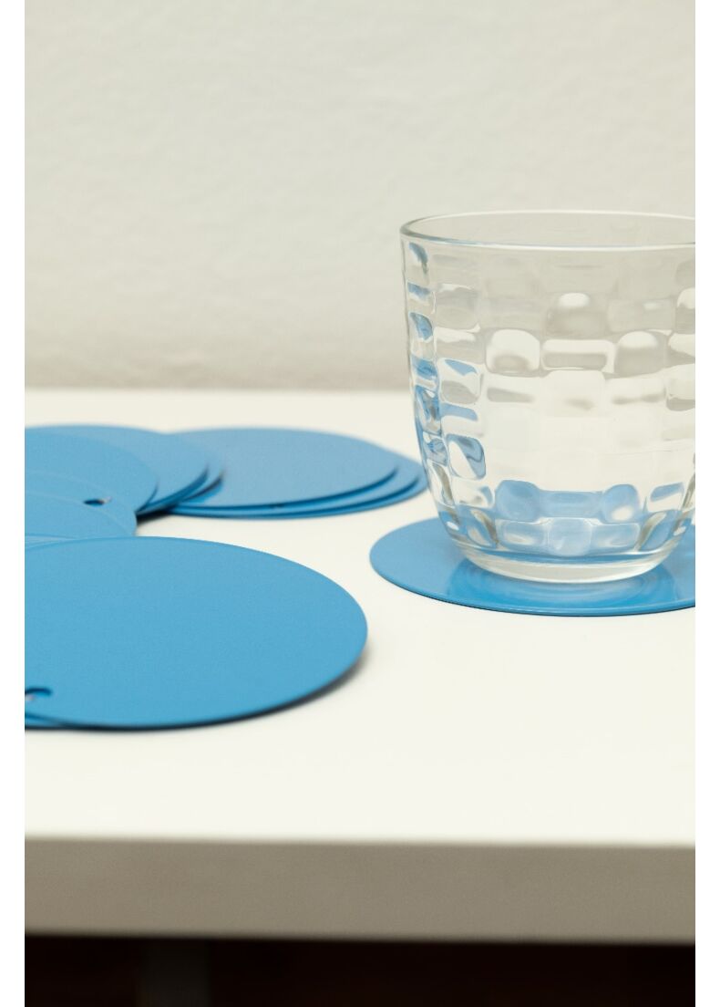 Set 10 Sottobicchieri in Metallo Verniciato Colore Blu